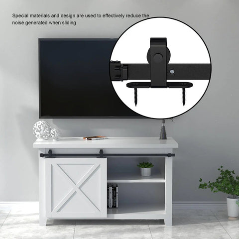 Close-up of Top Shelf Heavy Duty Sliding Barn Door Roller Kit With Whisper Quiet Gliders for reduced noise in sliding.