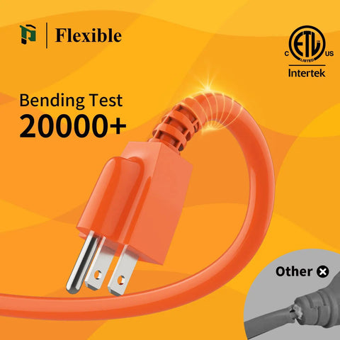 Beefy Workhorse Outdoor Extension Cord 25 Ft Waterproof 16 Gauge 3 Conductor Heavy Duty 3 Prong NEMA 5 15P 5 15R SJTW ETL