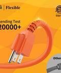 Flexible heavy-duty 50-foot outdoor extension cord waterproof 16 gauge 3 conductor SJTW with NEMA 5-15R plug ETL listed.