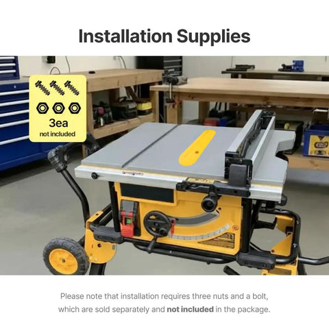 Zero Clearance Table Saw Insert For DeWalt DWE7491RS with tight fit installed on yellow table saw in workshop setting