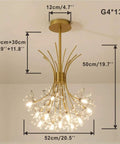 Firework Crystal Chandelier Pendant Light for Bedroom and Living Room Modern Gold Vibe with 13 G4 Bulbs Adjustable Hanging Lamp