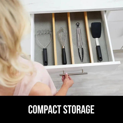 Drawer with kitchen tools including heavy duty stainless steel kitchen tongs set of 2 with heat resistant silicone tips