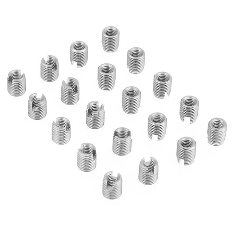 20 Pcs M4 8mm Threaded Inserts Self Tapping Helical Coil Repair Kit For Aluminum Plastic Wood And Metalworking DIY Projects Easy Install Secure Fit Restores Damaged Holes And Prevents Stripouts, silver inserts