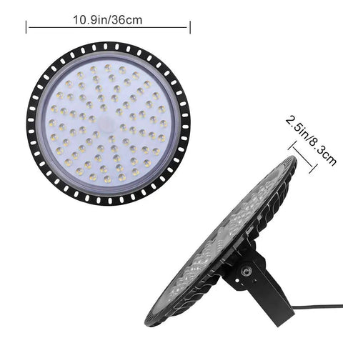 UFO LED High Bay Lights 6 Pack 300W 30000LM Waterproof Heavy Duty Industrial Bay Lighting 6500K Cool White for workshop