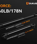 10 Inch 40 Lb Gas Struts Set Of 2 For Truck Tool Box, extended length 9.65 inch, compressed length 6.11 inch