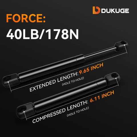 10 Inch 40 Lb Gas Struts Set Of 2 For Truck Tool Box, extended length 9.65 inch, compressed length 6.11 inch