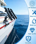 3 Pole Fishing Rod Holder With Aluminum 90 Degree Track Bracket Base, 360 Degree Rotating Deck Or Side Mount For Versatrack And Ranger Track Systems, Heavy Duty Boat Track Bracket on boat rail