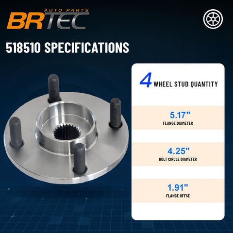 Plug And Play Front Wheel Hub And Bearing Assembly For Ford Focus 2000 2011 With ABS Four Lug Hub OE 518510 specifications