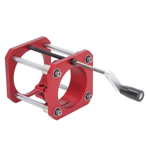 Router Lift Base For Woodworking Tables Pro Grade Aluminum Alloy And Stainless Steel 4 Jaw Clamp No Sweat Install Heavy Duty Lifting System Fits 64 To 65mm Routers And Edge Trimmers, red aluminum lift base with handle
