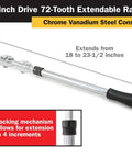 Extendable Half Inch Drive Ratchet Built For The Workhorse Job With 18 To 23 And A Half Inches Telescoping Reach In Six Increments