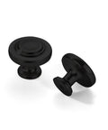 Matte Black Large Cabinet Knobs 4 Pack Heavy Duty Zinc Alloy Drawer Handles For Kitchen Cupboards Closets And Dressers Real Talk Smooth Build. Two knobs showing side and front views.