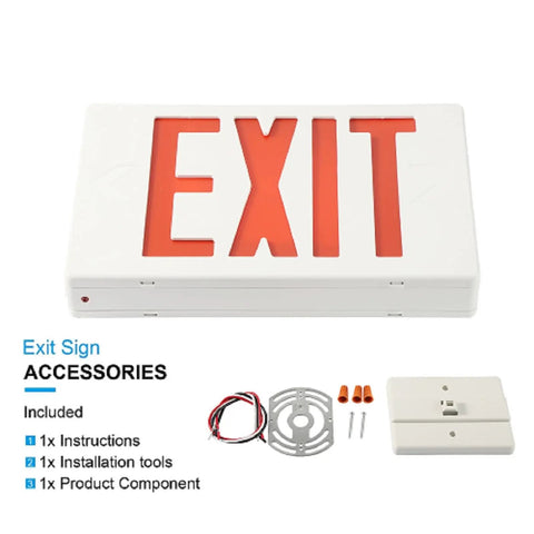 Four Pack LED Exit Signs With Battery Backup Double Face Emergency Exit Lights 90 Minute Battery Backup UL 924 AC 120 277V