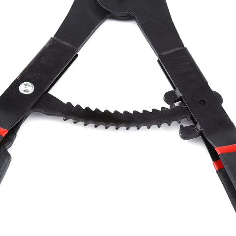 Close-up of Heavy Duty 16 Inch Circlip Pliers Set 2 Pack Internal and External Snap Ring Pliers with black oxide finish and PVC handles