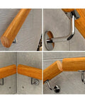 Premium Solid Wood Stair Handrail With Anti Slip Wall Mount Railing For Garage Steps Lofts And Basement Ramps Adjustable Cut To Size Grab Bar showing detailed angle and chrome hardware installation.