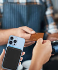 Ultra Slim MagSafe Wallet Card Holder For iPhone 17 16 15 14 13 12 Pro Max Plus Air Series With Black 3 Card Slots in use