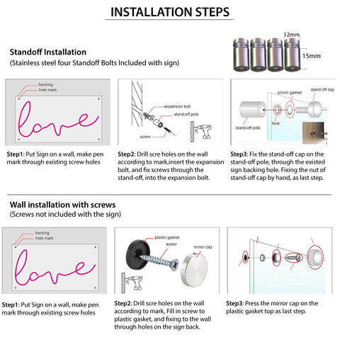 Installation steps for Live Music Upstairs Blue LED Neon Sign With Dimmer For Indoor Use 16 Inch Square Black Acrylic Backing.