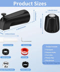 Matte Black 3 Piece Shower Knob And Diverter Tub Spout Kit size and components overview