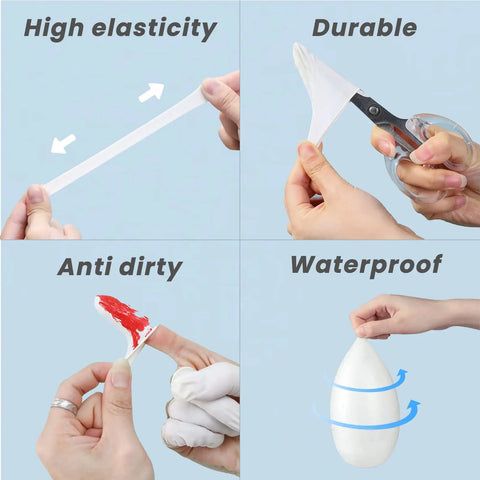 Demonstrating features of Bulk Latex Finger Cots 300 Pcs Per Case Medium Size Rubber Finger Tips Sleeves For Tattooing Beauty Nails