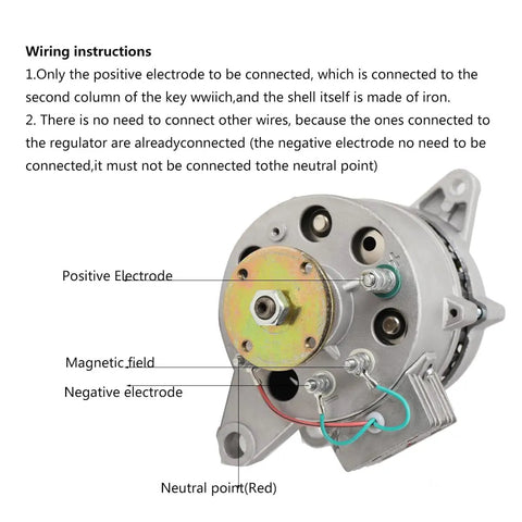 Top Notch Permanent Magnet Generator 1500W AC 14V Low Rpm Pma Alternator showing wiring diagram with electrodes and connections.