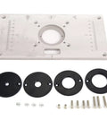 Rock Solid Aluminum Router Table Insert Plate Fits Dcw600 Like A Charm Precision Woodworking Trimmer Ring with plastic bushings and screws.