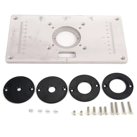 Rock Solid Aluminum Router Table Insert Plate Fits Dcw600 Like A Charm Precision Woodworking Trimmer Ring with plastic bushings and screws.