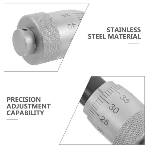 Stainless Steel Micrometer Head 0-6.5mm With Modular Interfaces And Precise Microadjustment For Industrial Metrology Workflows Pro Grade CNC Fixtures Sliding Gauges And Machining Measurement Tools, stainless steel close-up