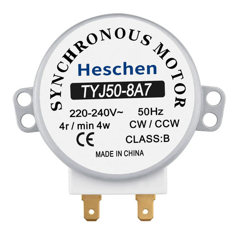 Top Notch Synchronous Motor 220V 50Hz 4 RPM CW CCW Replacement For Microwave Oven Turntable close-up view of motor with specifications