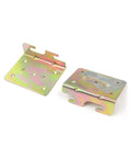 Heavy Duty Universal Bed Rail Brackets For Headboards And Frame Connectors Rustproof Iron Support Rod Clamps showing two galvanized iron brackets.