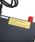 Safety warning label on 13.8V 30A DC Power Supply With Analog Regulation For Bench Use, Noise Offset Control, rugged design.
