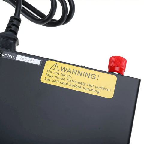 Safety warning label on 13.8V 30A DC Power Supply With Analog Regulation For Bench Use, Noise Offset Control, rugged design.