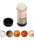 Moisture Proof Salt And Pepper Shaker Set With Airtight Lid Two In One Portable Spice Shaker for camping, travel, RV.