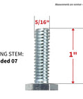 Image of threaded stem measuring 5/16 inch diameter and 1 inch length for 2 Inch Twin Wheel Office Chair Caster With 5 16 Inch Threaded Stem Diameter 75 Lb Load Capacity Per Caster Black Swivel Wheel For Office Chairs Durable Plastic Caster For Smooth Movement And Easy Floor Compatibility.