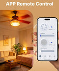 App controlling Star Ring Smart Ceiling Fan Control And Dimmer Switch, 2.4GHz WiFi Smart Switch in cozy living room.
