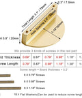 Gold Half Moon Cabinet Pull with 2.52 inch hole spacing, shown with dimensions and three screw sizes included for easy installation.