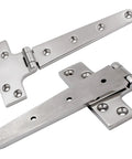 Marine Grade 316 Stainless Steel T Hinges 8 By 4 Inch Heavy Duty Boat Hatch Hardware 2 Pack Polished Finish close-up view.