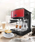 Ultra Compact Espresso Coffee Maker With Milk Frother And Quick Direct Select Buttons For Easy 2 Cup Brews Large 1.7L Water Tank