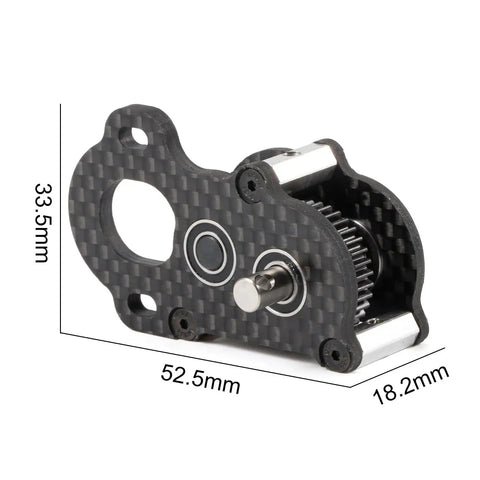 Ultra Light Portal Transmission Carbon Gearbox With Adapter Plate For 1x10 Scale Rigs, showing dimensions and gears detail.
