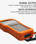 Portable Handheld Ultrasonic Liquid Flow Meter For Copper And PVC Pipes DN50-700mm Clamp-On Digital Water Flowmeter, orange case, RS232 interface