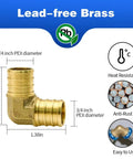 25 Pack 3/4 Inch Brass PEX Elbow Fittings Set For PEX Tubing with heat resistance, anti-rust features and easy installation