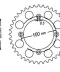 Diagram of sprocket dimensions for Honda CRF125F Beefed Up Front And Rear Sprocket And Chain Kit 428 Pitch With 112 Link Chain 13 To 46 Gear Ratio