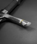 Close-up of hilt detail on One Hand Medieval Sword Prop with High Carbon Steel Blade 41.25 Inch, black scabbard visible.