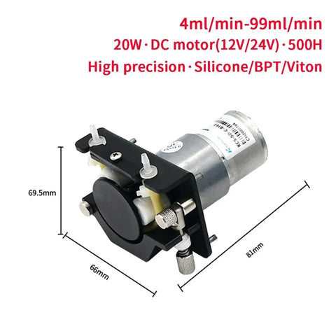 Heavy Duty 12V And 24V Adjustable Peristaltic Dosing Pump With Automatic Motor Control Offer High Precision Flow Rate And Low Noise Operation Featuring Stainless Steel Head And Easy Replaceable Silicone Or Viton Tubing For Serious Industrial And Lab