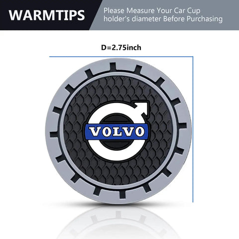Two Pack Silicone Car Cup Holder Coaster Set Non Slip Anti Spill Mats For Volvo XC40 XC60 S90 XC90 V90 And More Universal Cup Holder