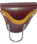 Close-up of Real Deal Leather Framer’s Rig Tool Belt With 15 Easy-Reach Pockets, sliding pouch detail, metal holder visible