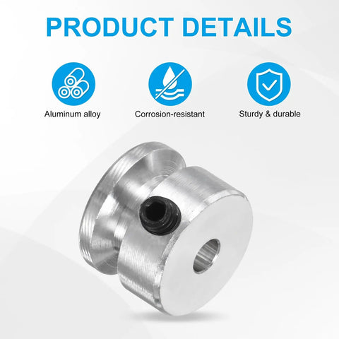 4mm Bore 16mm OD Single Groove Aluminum V Belt Pulley Kit With Hex Wrench For Motor Shafts Drilling Machines 2 Pack 4mm PU Round Belts Silver, aluminum alloy