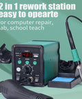 2 In 1 Rework Station For SMD Soldering And Hot Air Rework, Dual Digital Display Soldering Iron And Hot Air Gun With Precise PID Temperature Control, 220V Power, Easy Temperature Monitoring on display