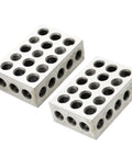 Pair of 1 x 2 x 3 Inch Machinist Block Set With Screws, 23 Holes, One In Ten Thousandth Precision For Shop Use, Pro Grade, Durable High Hardness Steel