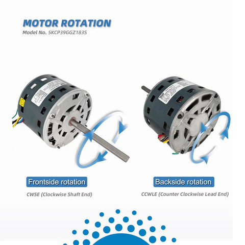 Blower Fan Motor One Third HP 115V Replacement For Furnace 1075 RPM Four Speed CW Shaft Half Inch Compatible With 5KCP39GGZ183S