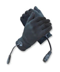 Dude Ready 12V Heated Glove Liners Crush Nasty Chill And Stay Stupid Warm While You Ride Or Work Site Fits snug black gloves with heating connectors.