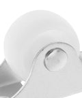 Four Piece Fixed Caster Wheels For Furniture And Cabinets, Durable Non Swivel Polypropylene Rollers close-up of white roller and metal frame